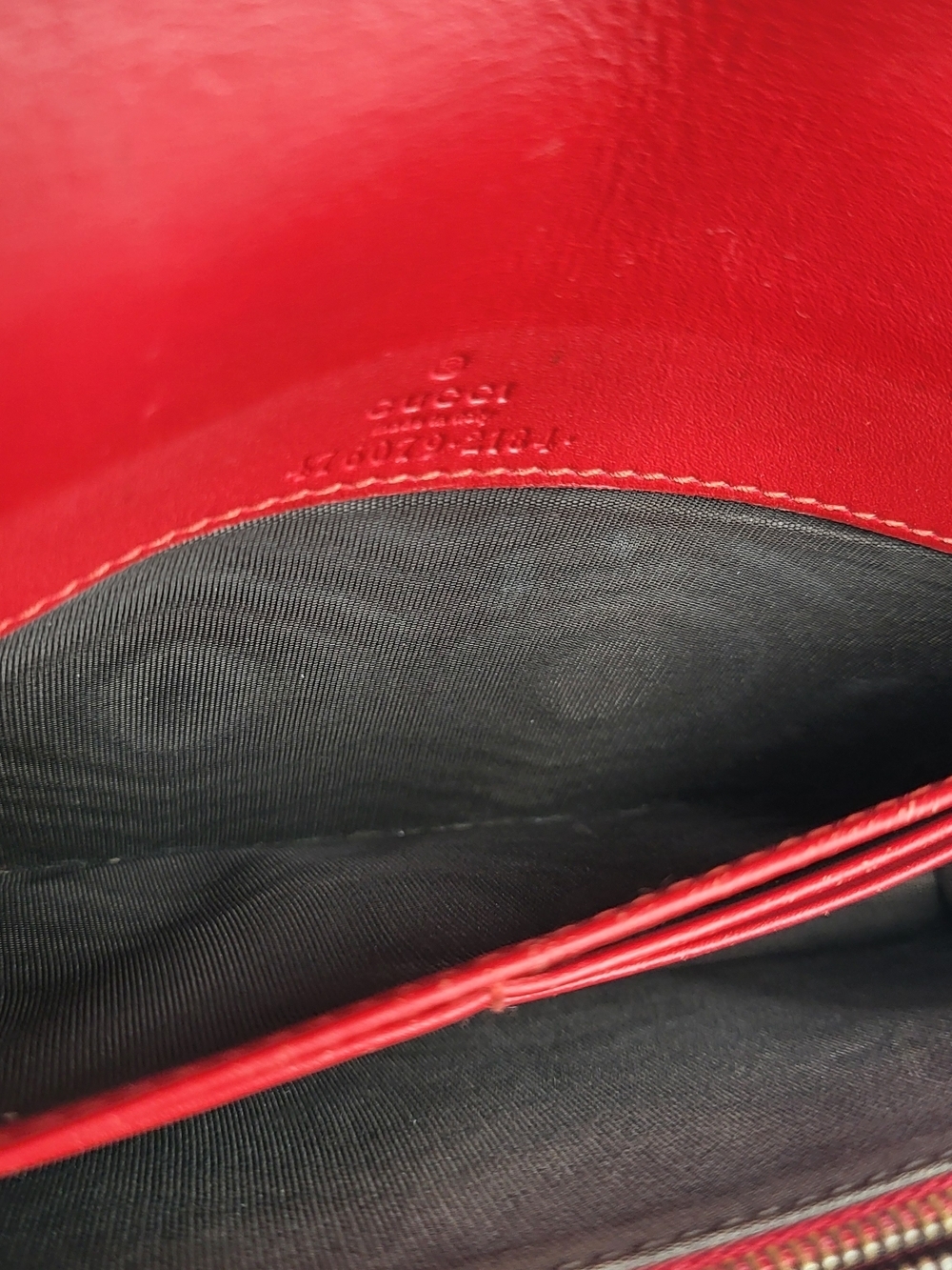 GUCCI Calfskin Queen Margaret Chain Wallet Blue Agata Hibiscus Red Mystic White. - Picture 10 of 16